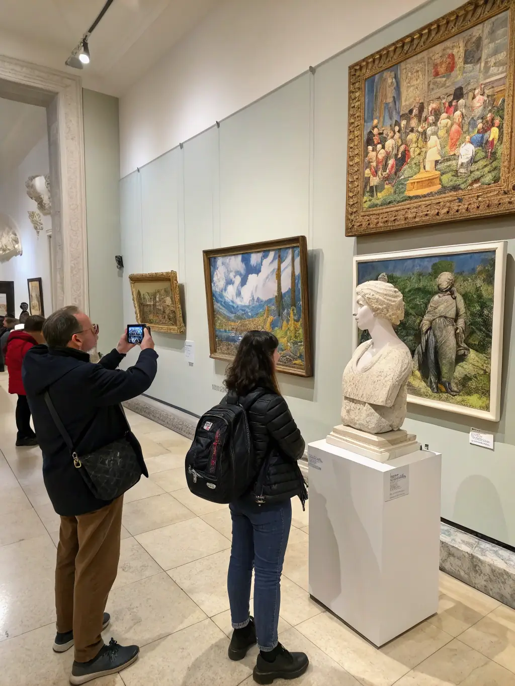 A picture of an exhibition featuring artwork from emerging artists supported by CULTURE - EVOLUTION, highlighting diverse artistic styles and themes.